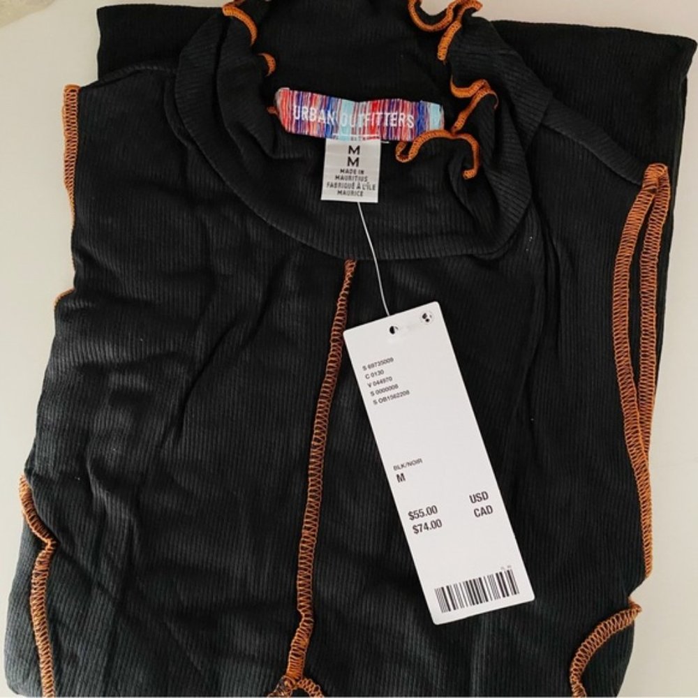 Urban Outfitters | UO Deja Seamed Mini Dress Sleeveless Ribbed Black New Medium - Picture 11 of 13